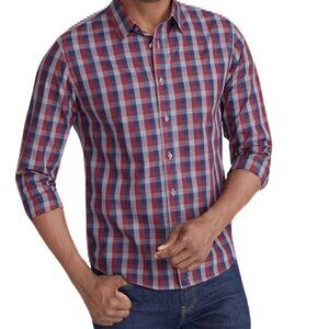 Untuckit Large Multi Color Plaid Long Sleeve Button Front Shirt